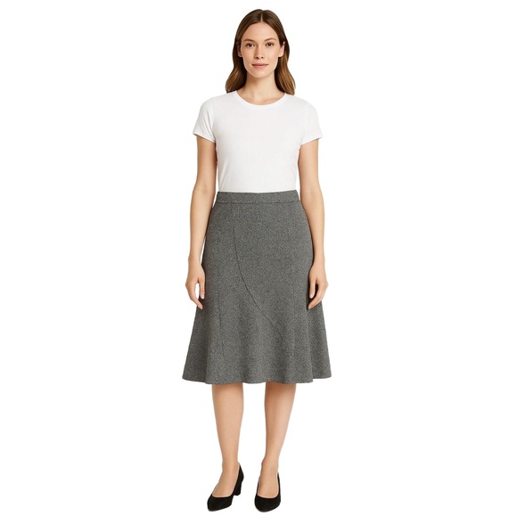 WORTHINGTON Women’s Midi Skirt Size 14 Black White Textured A-Line NWT - Picture 1 of 5